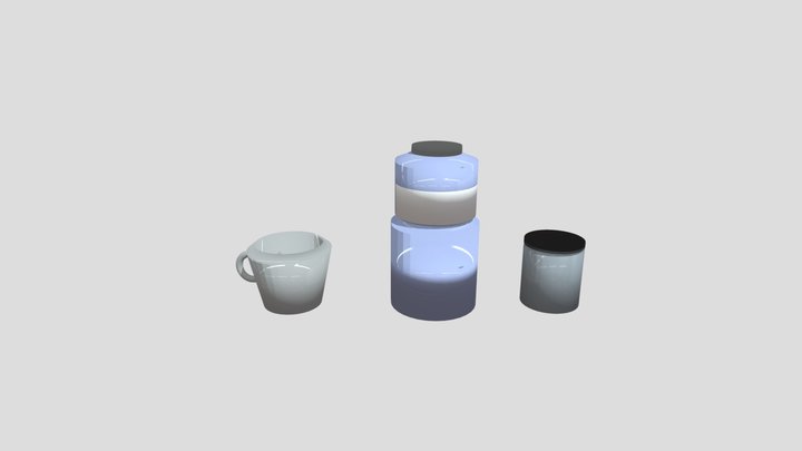 НАБОР БУТЫЛОК И ЧАШЕК 3D Model