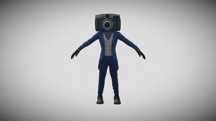 official blue cameraman DOM STUDIO 3D Model