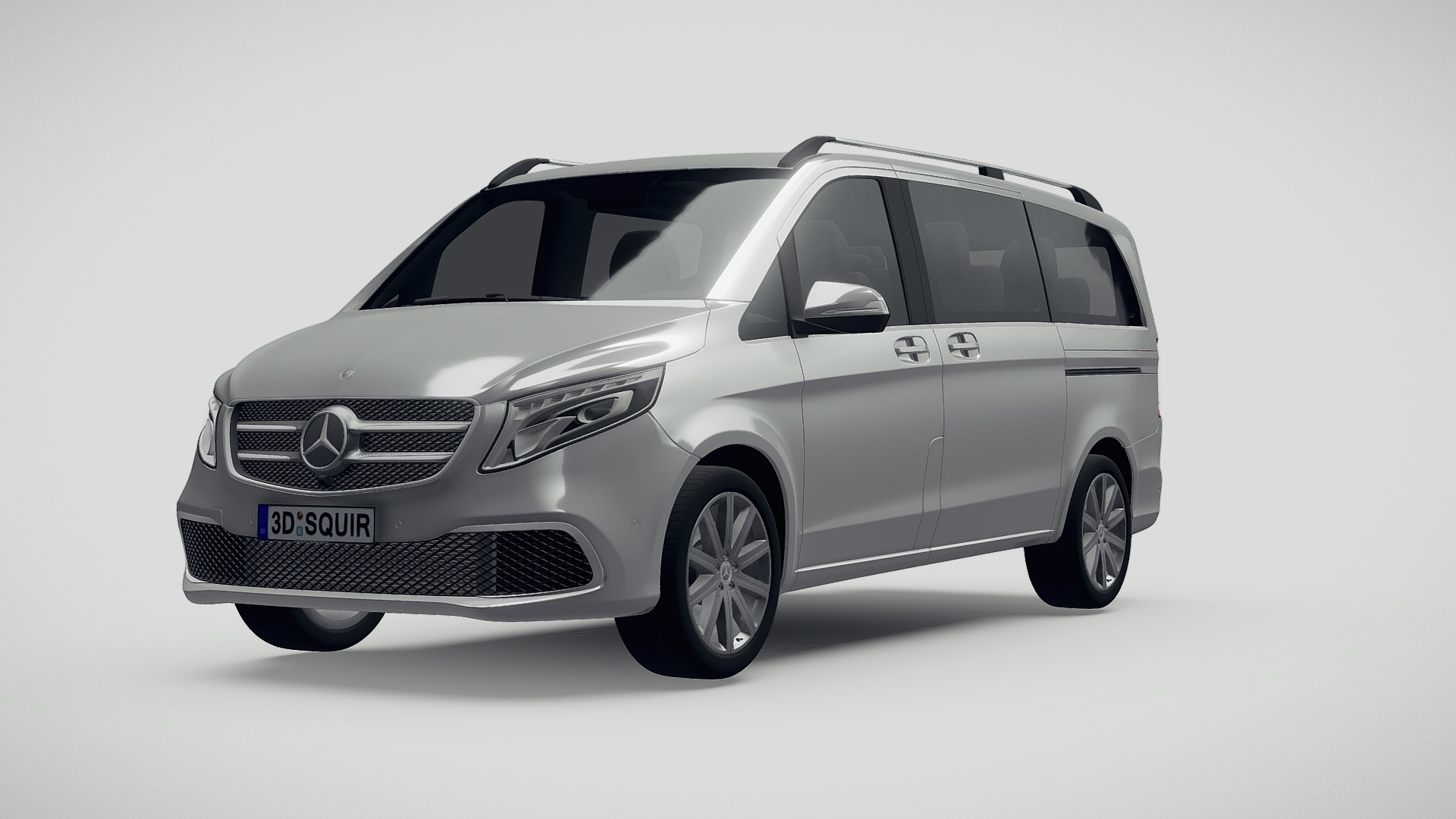 3D model Mercedes-Benz V-Class 2020 - This is a 3D model of the Mercedes-Benz V-Class 2020. The 3D model is about a silver car with a white background.