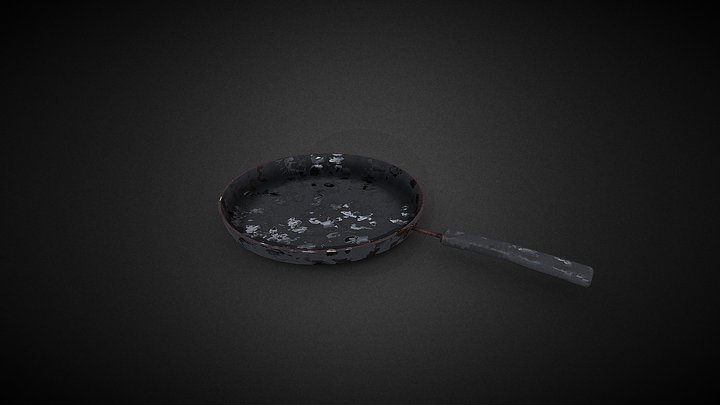 Dirty Grunge Pan (Low Poly) (Game Ready) 3D Model