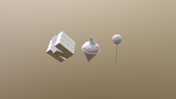 Cube, Icecream, Chupa chups 3D Model