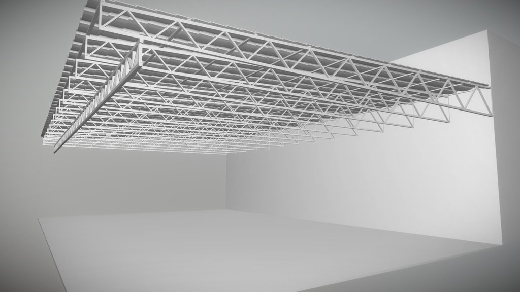 Garage roof metal frame trusses and tiles