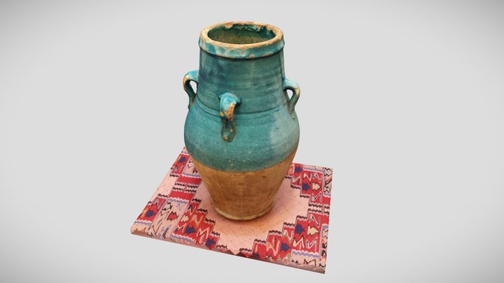 Old half glazed Iranian Vase 3D Model