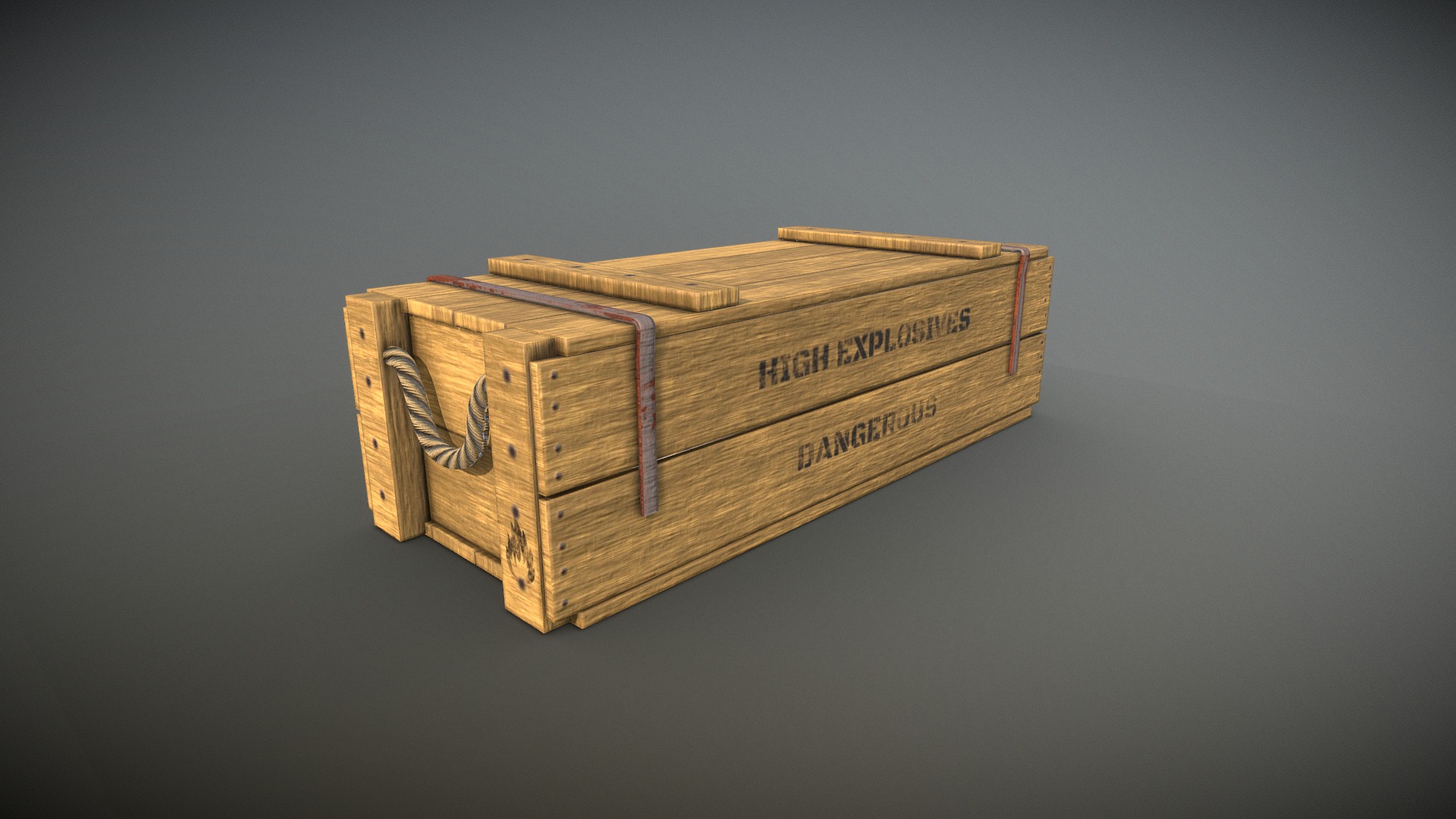 3D model Wooden Crate - This is a 3D model of the Wooden Crate. The 3D model is about a wooden box with a label.