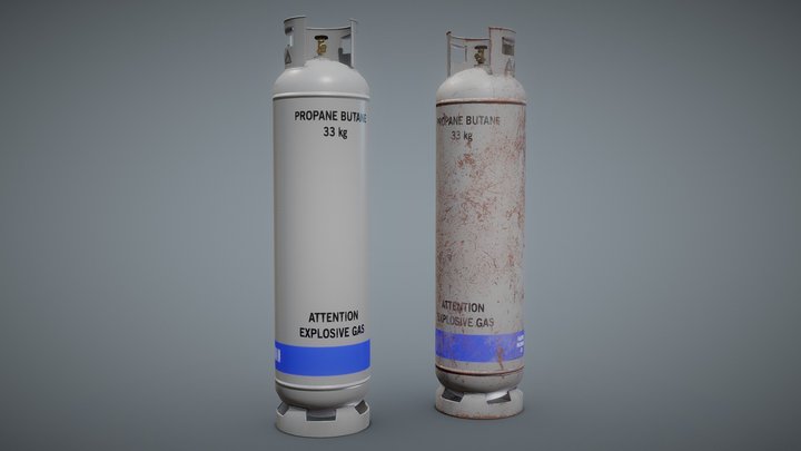 Gas Cylinder 33kg Gray 3D Model