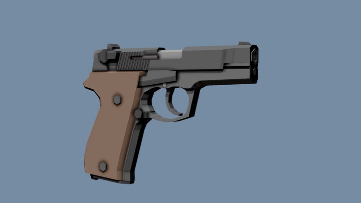 Low-Poly Walther P88 Compact – Kostenloses 3D-Modell STL