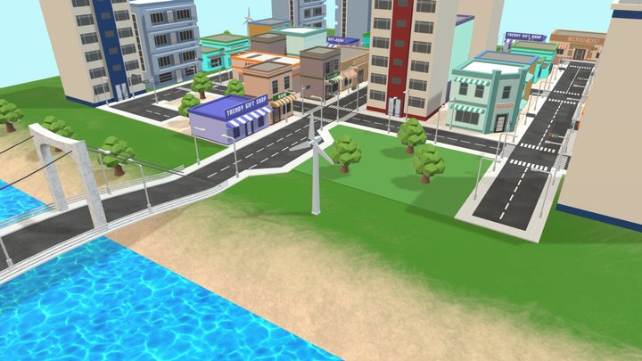 Low Poly City 3D Model