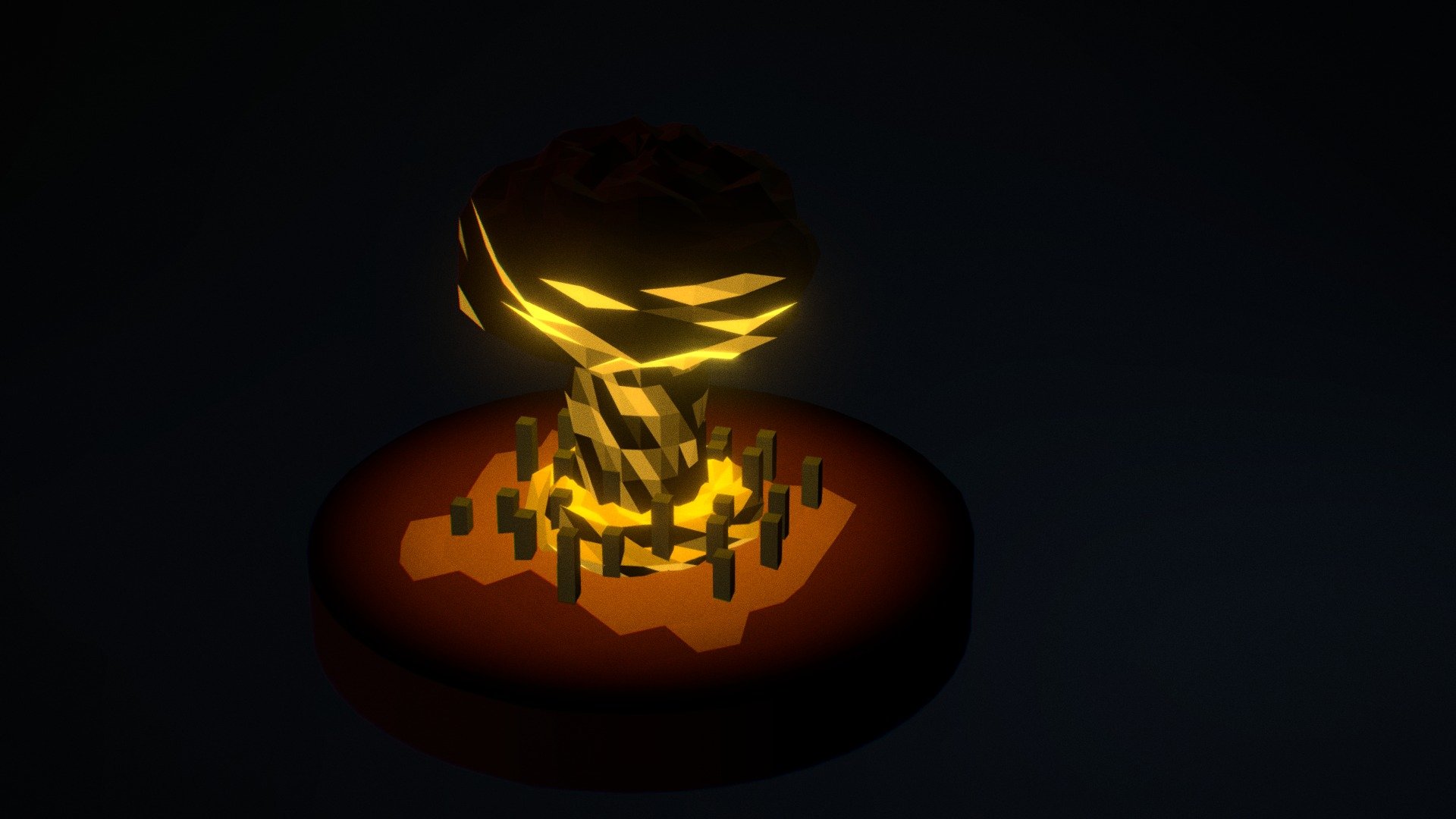Low-Poly Nuclear Explosion Diorama