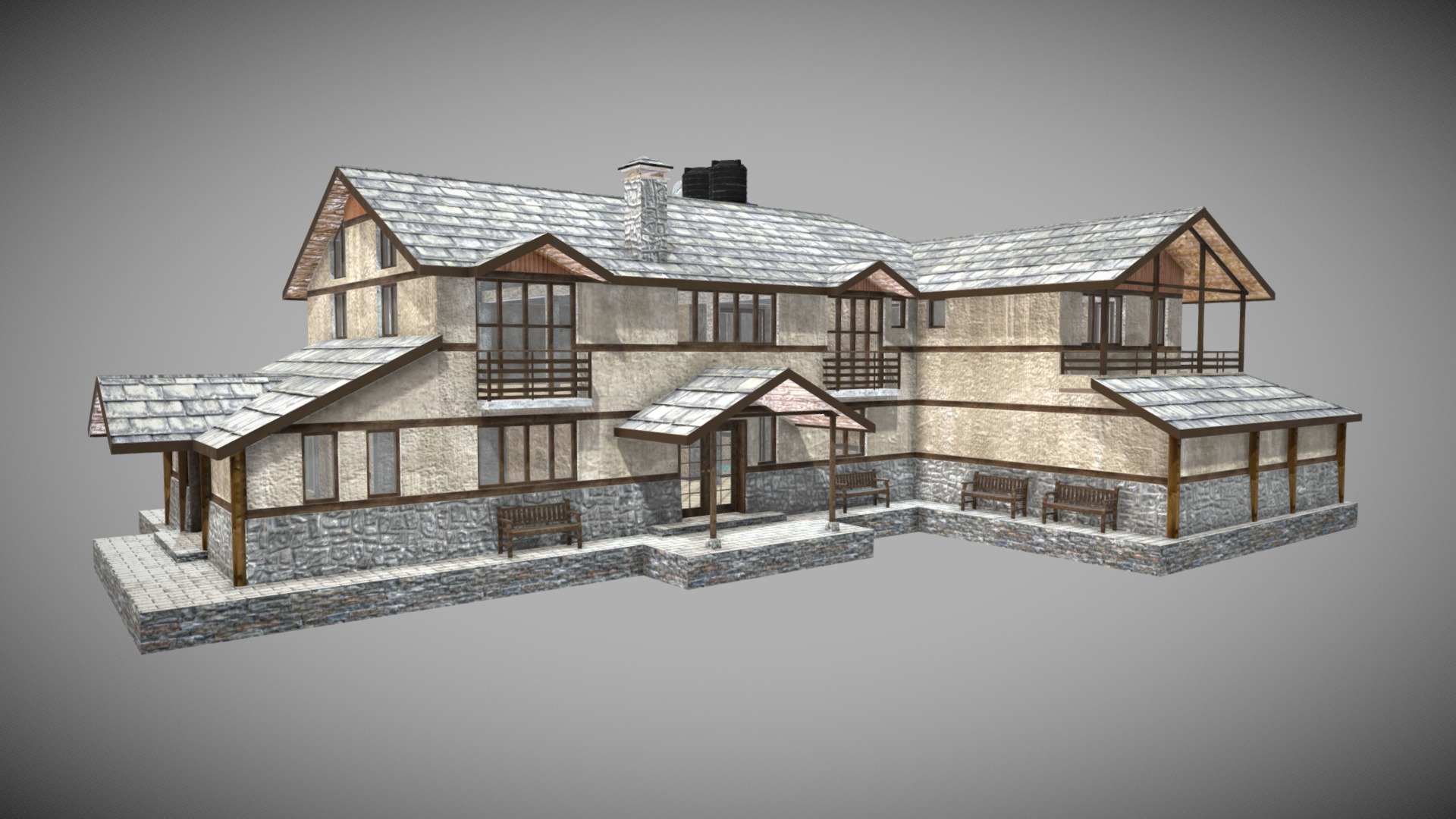 3D model Big Building - This is a 3D model of the Big Building. The 3D model is about a sketch of a house.
