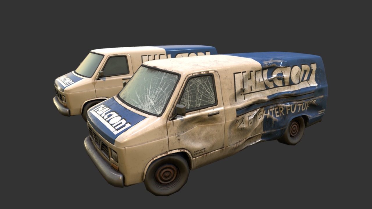 3D model Utility Vans - This is a 3D model of the Utility Vans. The 3D model is about a toy car with a trailer.