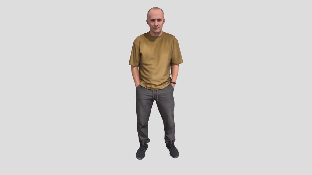 Urban Minimalist Bald Man In Mustard