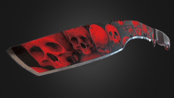 Tactical Kukri | Crimson Skull 3D Model