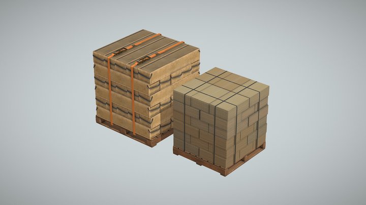 Palletized Boxes Pack 3D Model