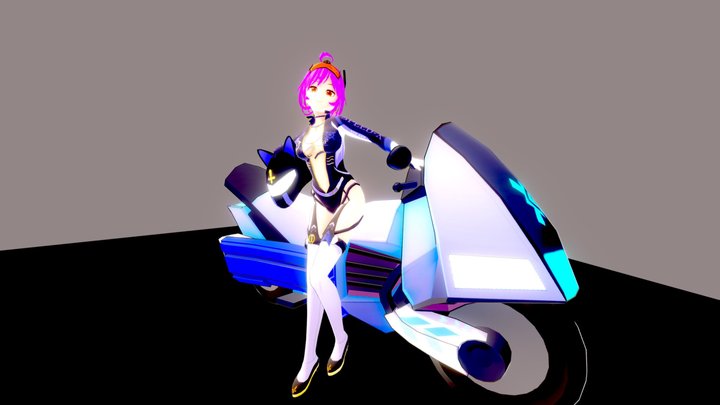 Japanese Anime Racer Girl 3D Model