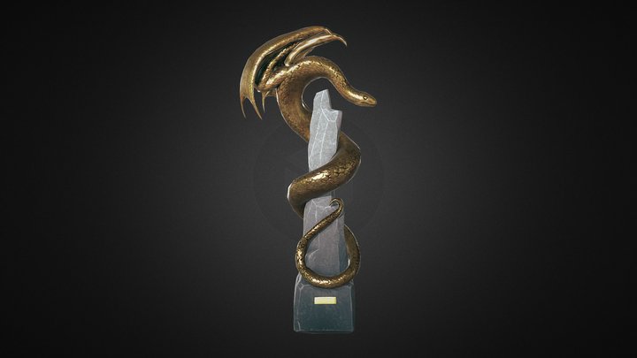 Winged Snake Statue 3D Model