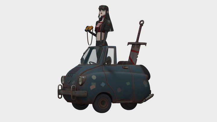 Post Apo girl 4 (neutral background) 3D Model