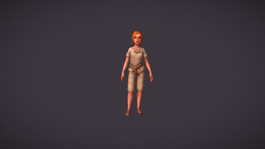 Girl with clothes. Worker set