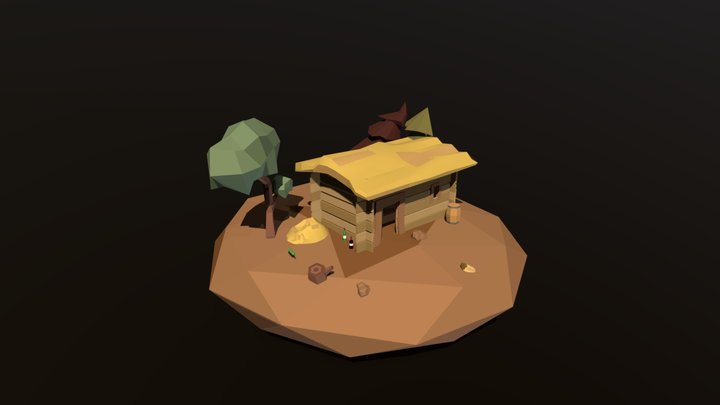 low poly stylised barn 3D Model