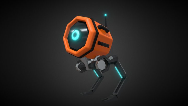 Cute Cyber Robot Character 3D Model
