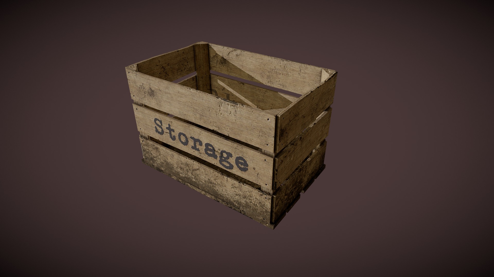 3D model Old Wooden Crate - This is a 3D model of the Old Wooden Crate. The 3D model is about a wooden box with a sign on it.