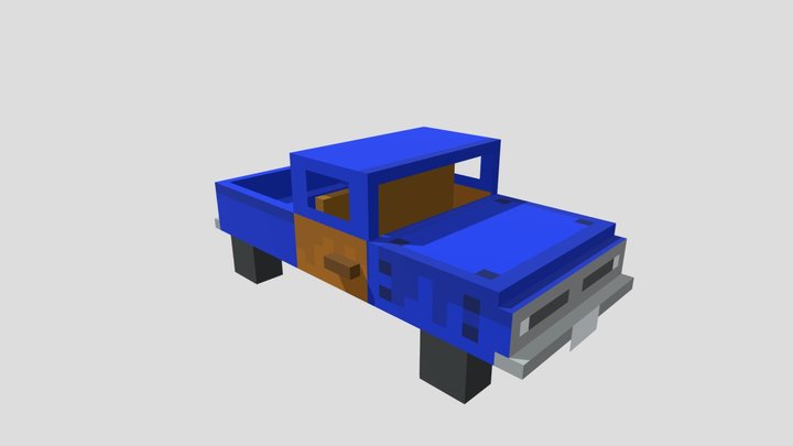 Blue Block Truck 3D Model
