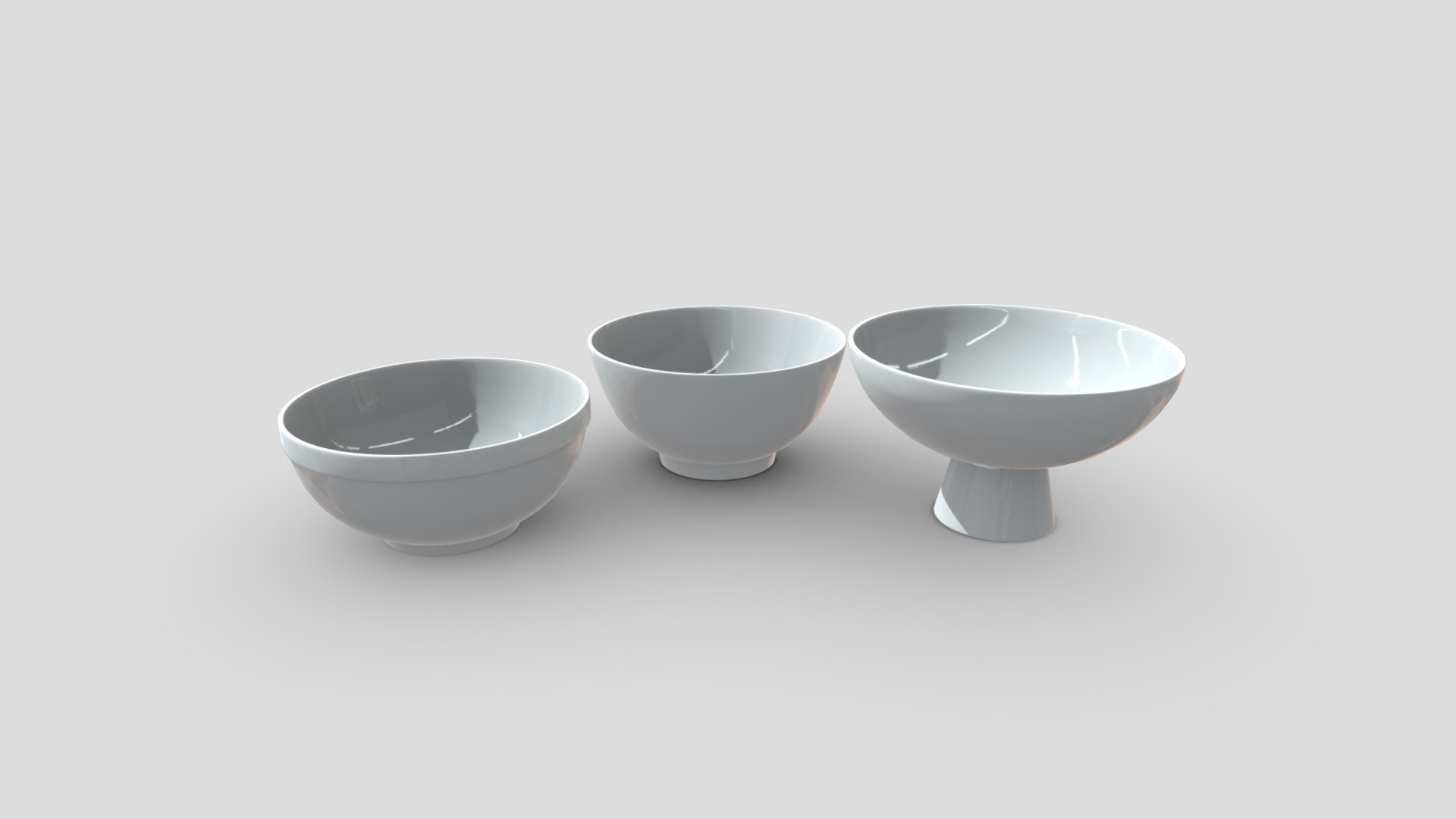 3D model Bowl Set - This is a 3D model of the Bowl Set. The 3D model is about a few white bowls.
