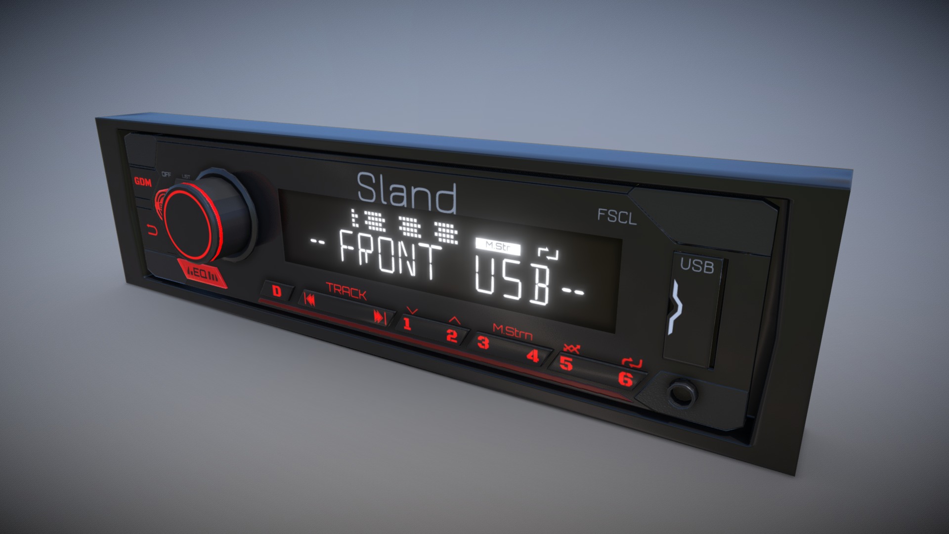 3D model Car radio (Low poly) - This is a 3D model of the Car radio (Low poly). The 3D model is about a digital display with a screen.