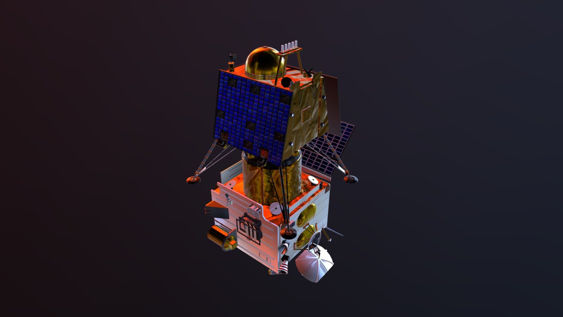Chandrayaan-2 in flight configuration - 3D model by tashtego (@tashtego)  [4d0017f]