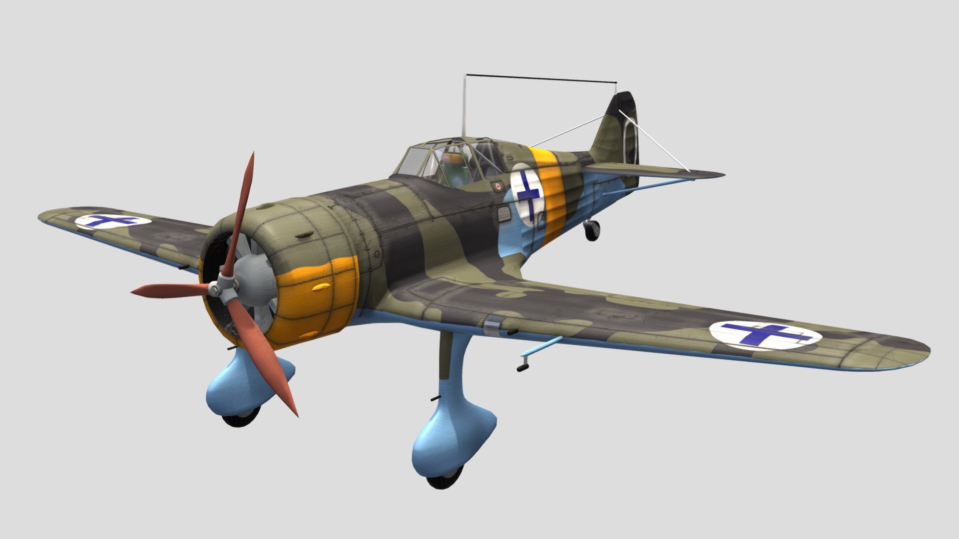 Fokker D.XXI (Finnish) - Buy Royalty Free 3D model by 3D-by-LS