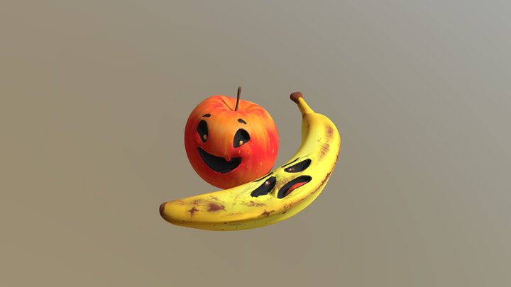 Apple and Banana 3D Model
