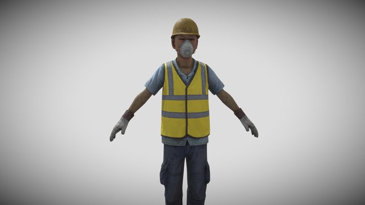 A Chinese Worker 3D Model