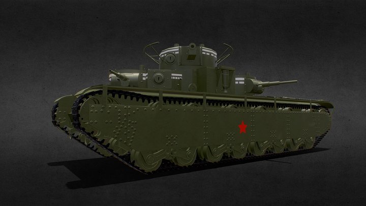T-35 heavy five-turret tank 3D Model