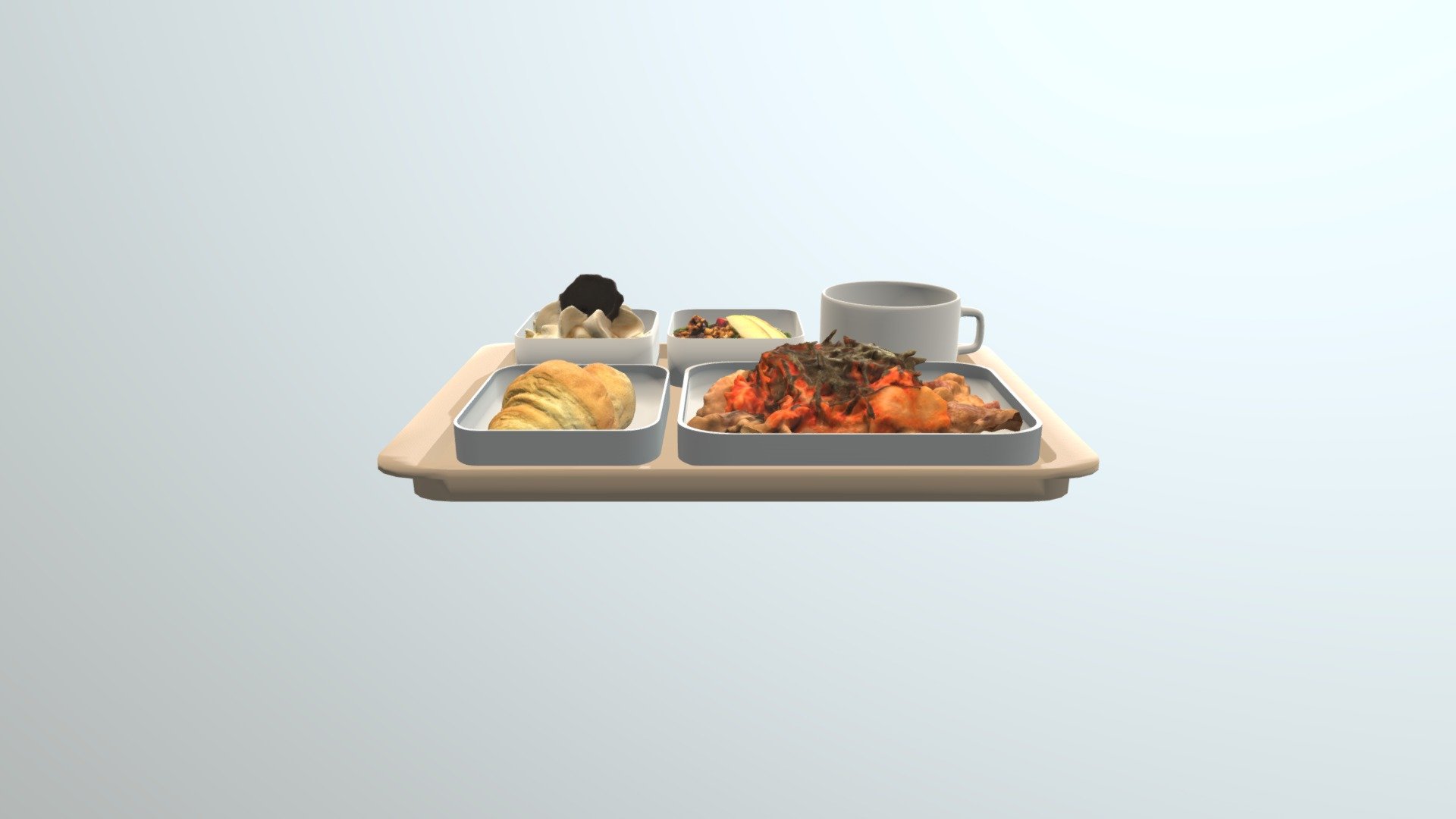in-flight tray food demo
