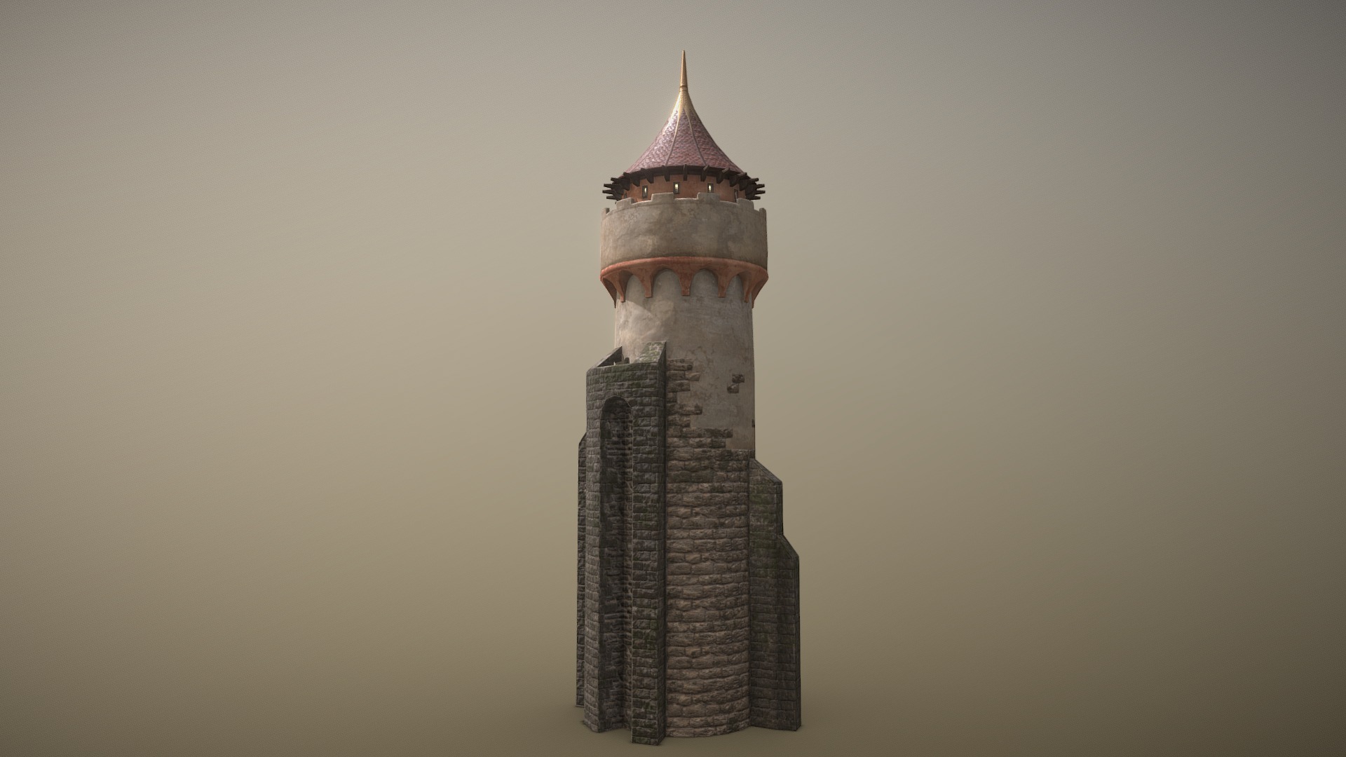 3D model Medieval DRAGON Tower 03 - This is a 3D model of the Medieval DRAGON Tower 03. The 3D model is about a tall tower with a pointed top.