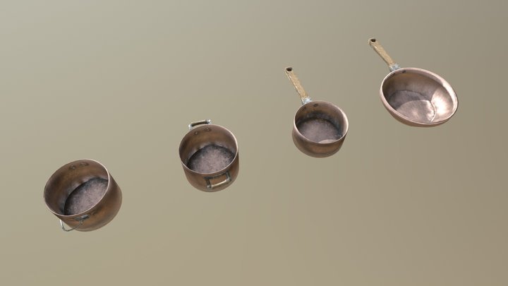 Copper Pot Set 3D Model