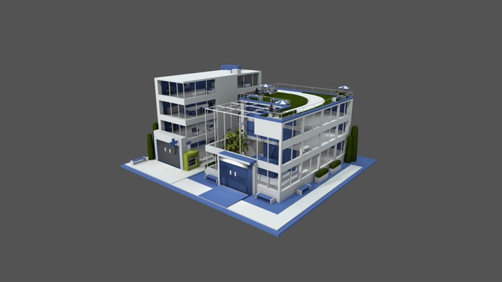 Office Building scene 3D Model