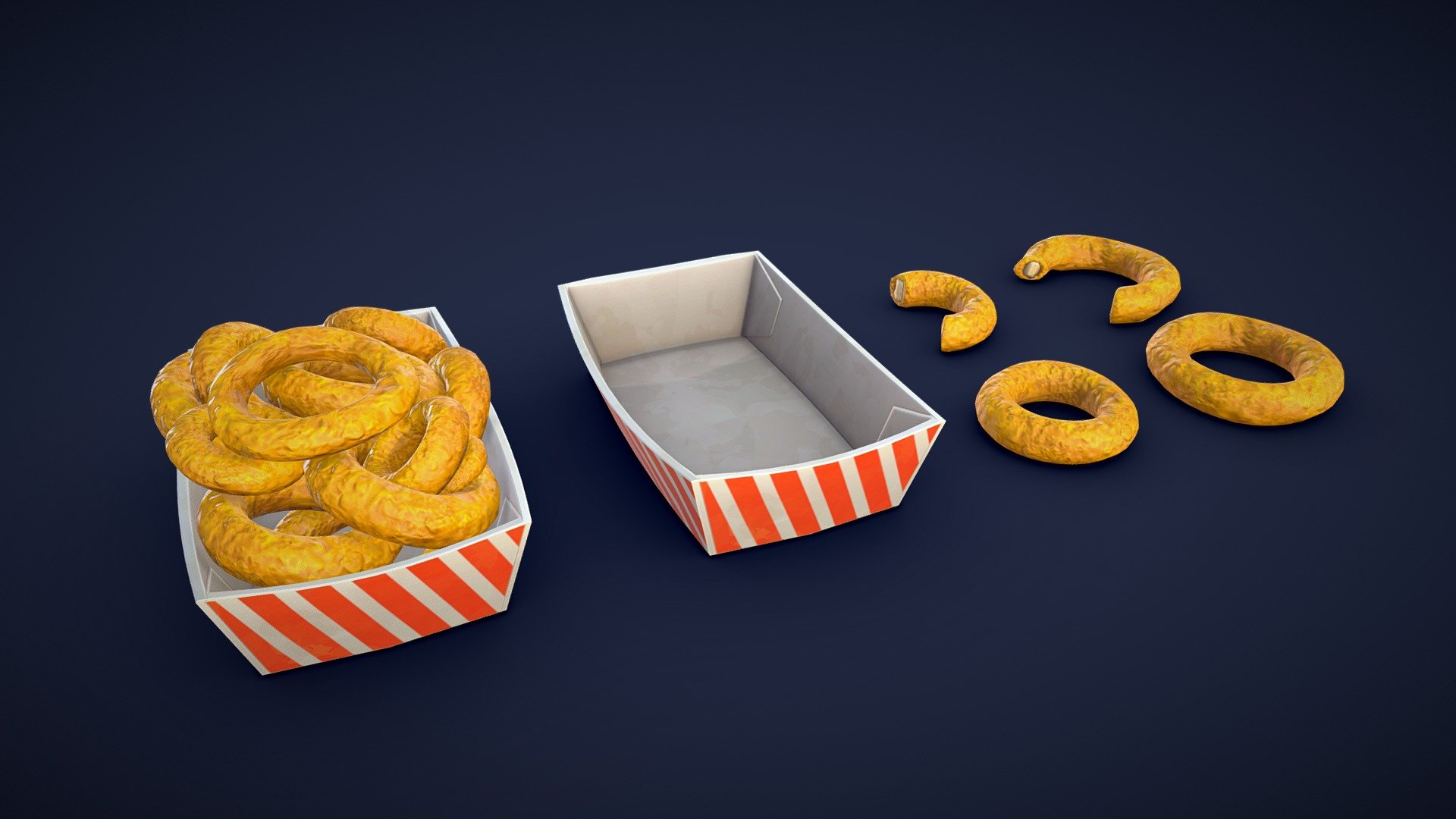 Stylized Onion Rings Low Poly Buy Royalty Free 3D model by LarkArt