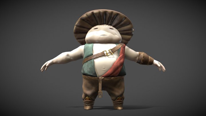 Mushroom Barbaric - Video game character 3D Model