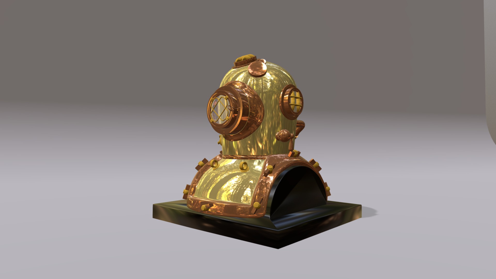 3D model Old Diver Helmet - This is a 3D model of the Old Diver Helmet. The 3D model is about a gold and silver bell.