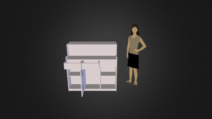 Breakfast-counter (open drawers) 3D Model