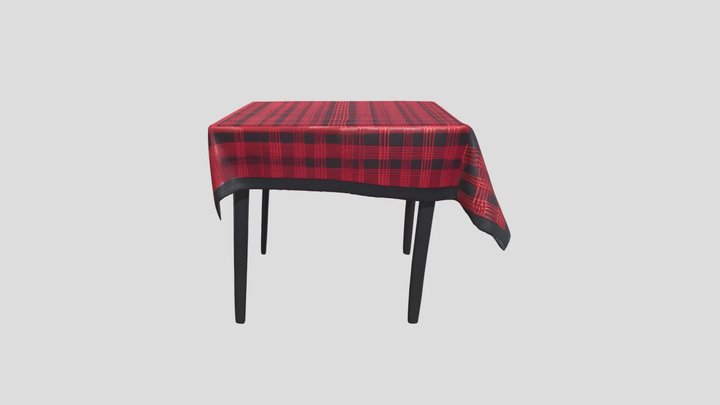 Red and Black Tartan Fabric Tablecloth 3D Model