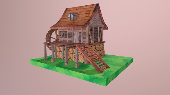 Medieval watermill 3D Model