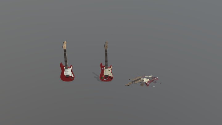 HW7 | DAMAGED GUITAR 3D Model