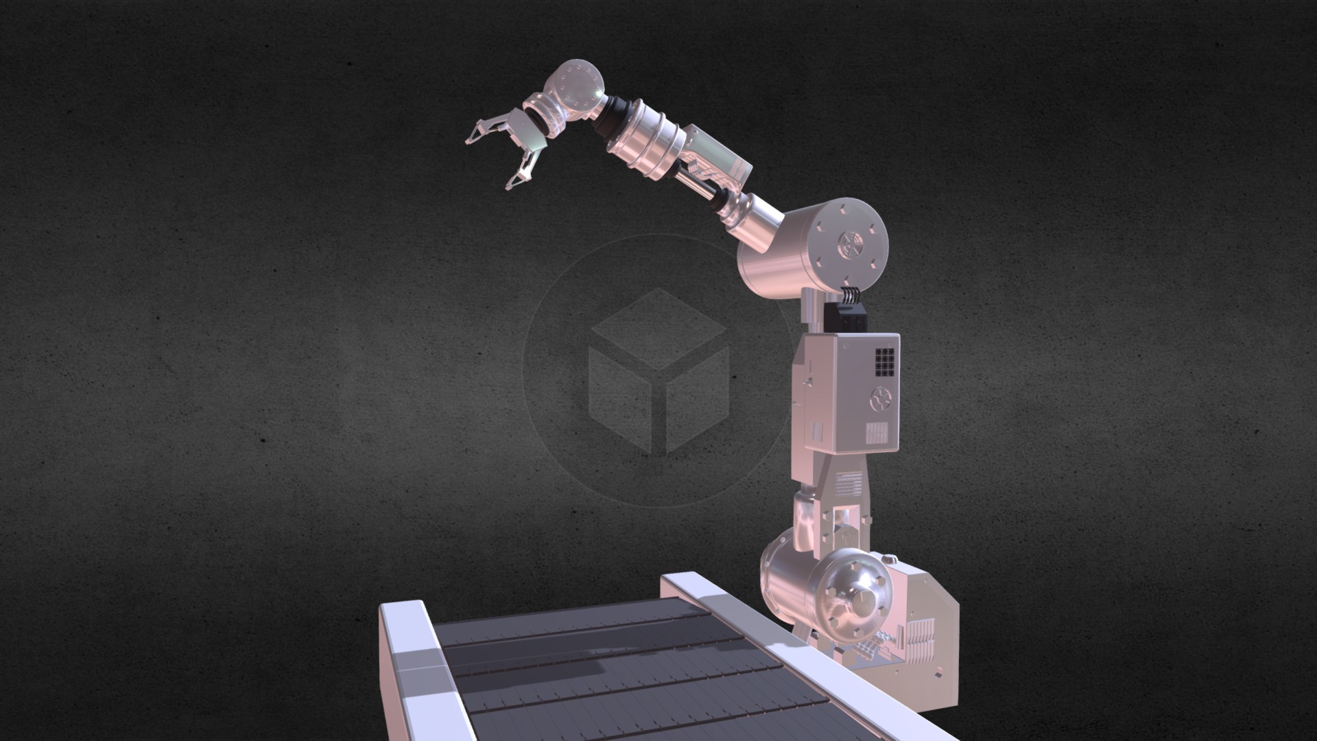 3D model Industrial Robotic Arm - This is a 3D model of the Industrial Robotic Arm. The 3D model is about a space shuttle and a satellite.