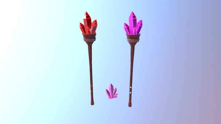 Crystal and Crystal Torches 3D Model