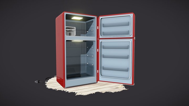 Retro Fridge 3D Model
