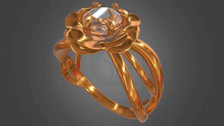 Rose Flower Ring 3D Model