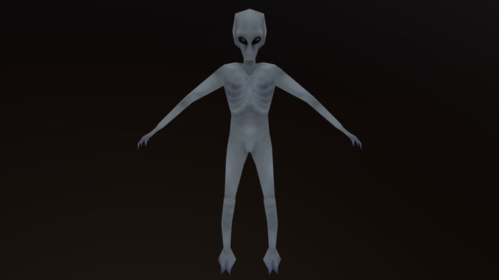 PS1/Low Poly Grey Alien 3D Model