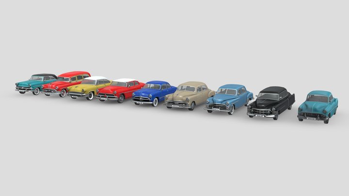 Low Poly Cars Collection 005 - 50s Cars 3D Model