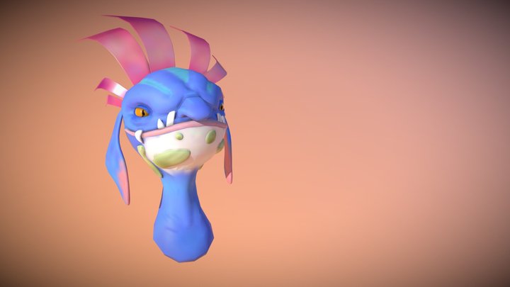 Blue Monster head 3D Model